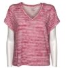 T-shirt scollo v viscosa lino rigata