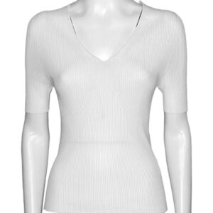 T-shirt scollo v costina viscosa