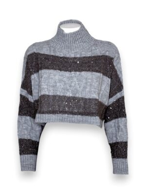 Dolcevita crop lana rigata+paillettes