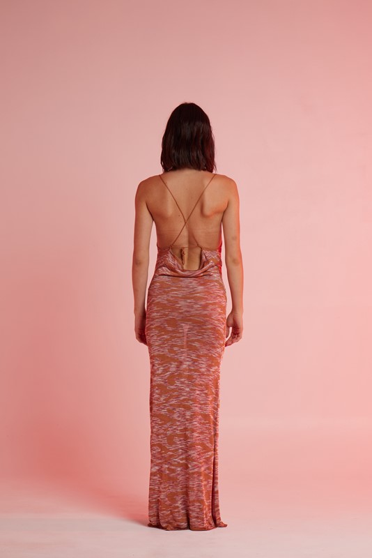 Abito lungo bretelle melange seta viscosa