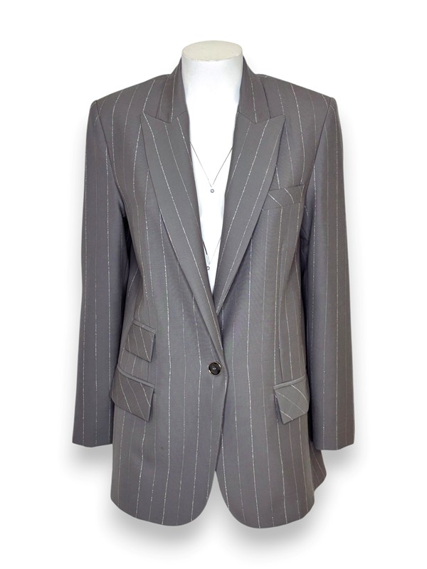 Giacca over frescolana gessata lurex