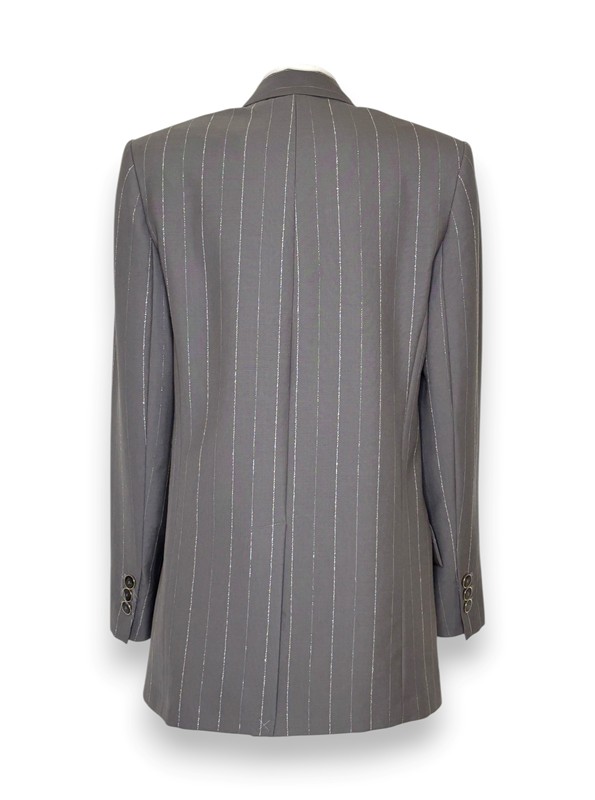 Giacca over frescolana gessata lurex