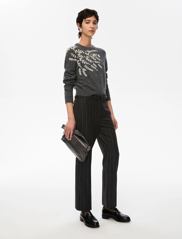 Girocollo lana con ramage