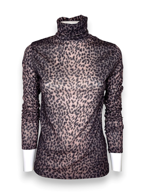 Dolcevita animalier manica lunga cotone cashmere