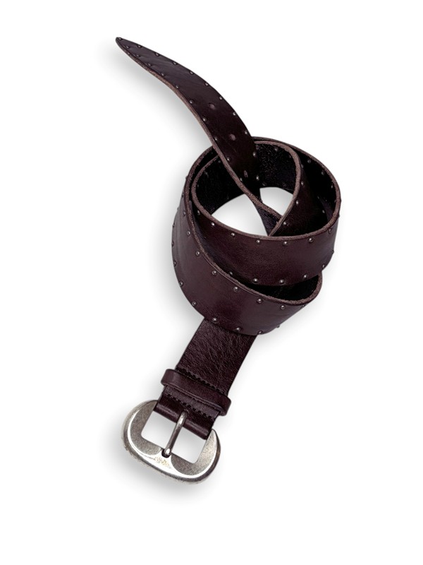 Cintura m pelle borchata in tinta