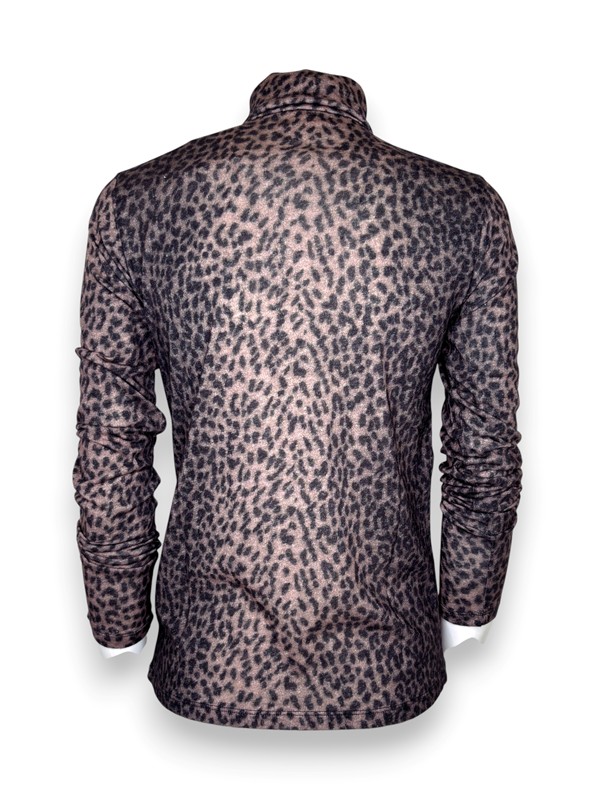 Dolcevita animalier manica lunga cotone cashmere