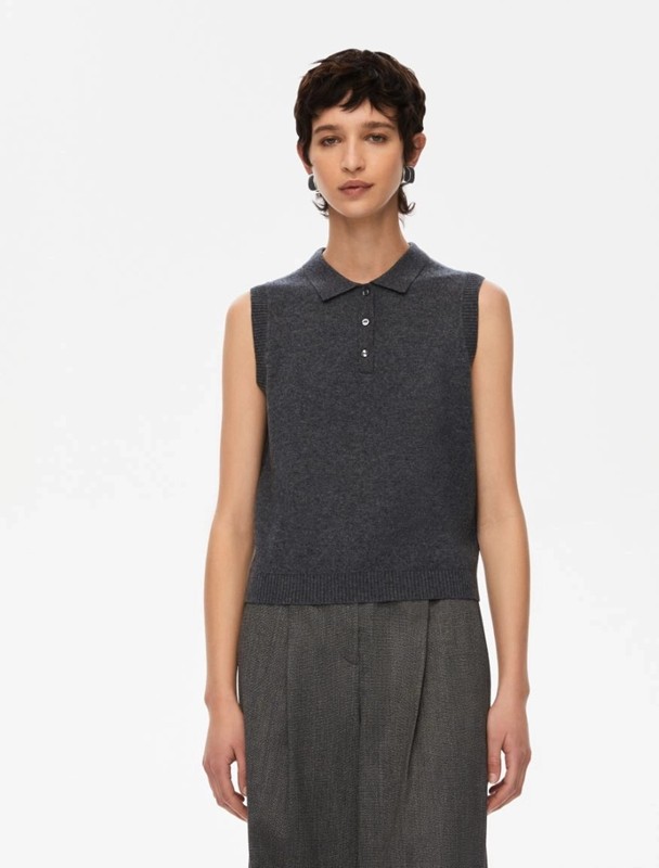 Gilet collo polo lana merino