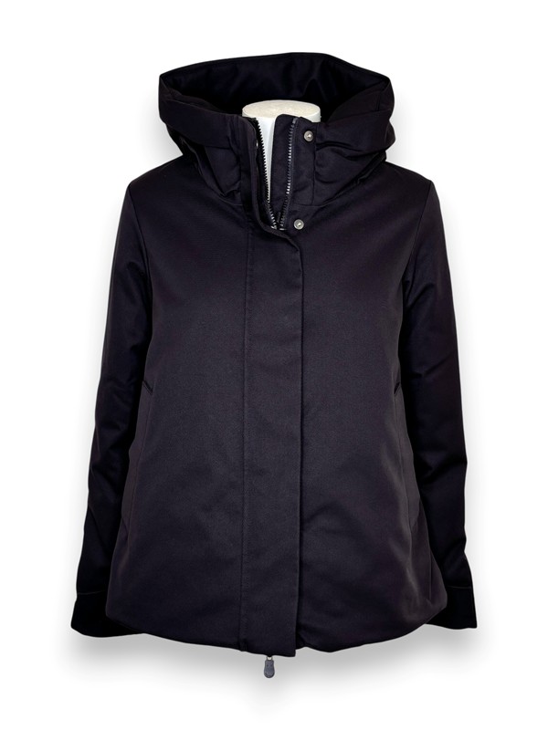 Ecopiumino con cappuccio lana tecnica