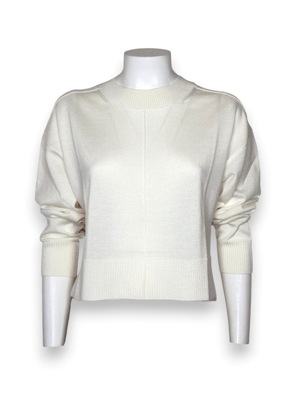 Girocollo crop+spacchi lana merino