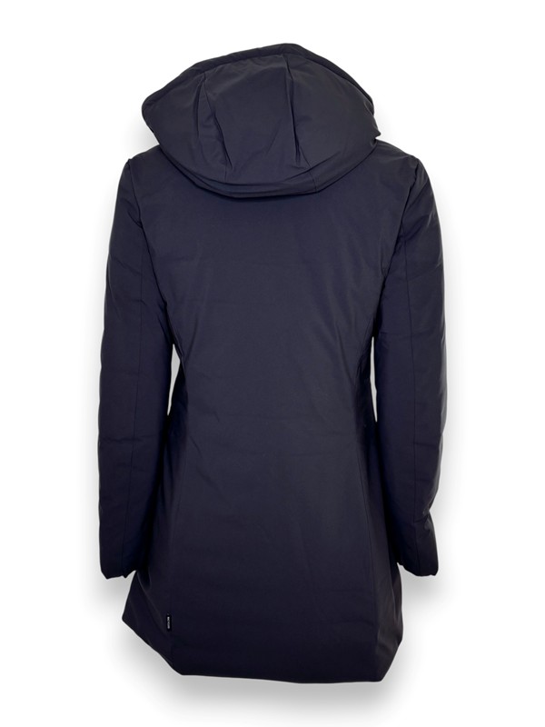 Ecopiumino liscio strech con cappuccio