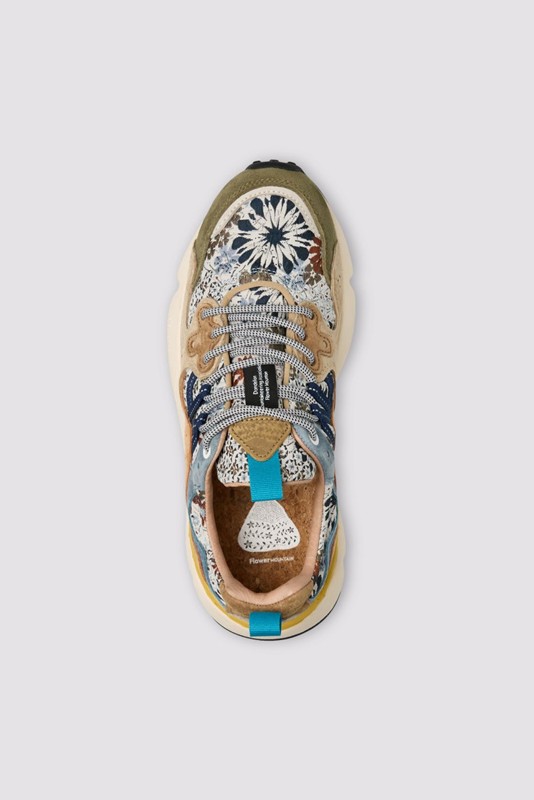 Sneakers suede jacquard flowers print cloud