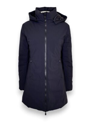 Ecopiumino liscio strech con cappuccio