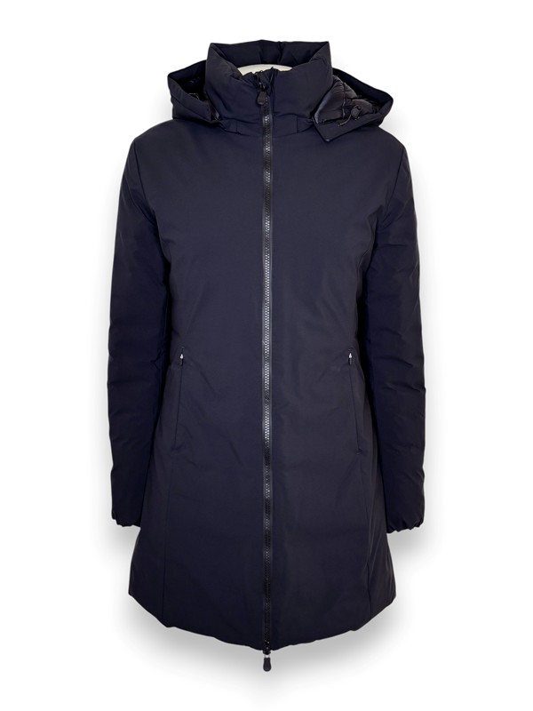 Ecopiumino liscio strech con cappuccio