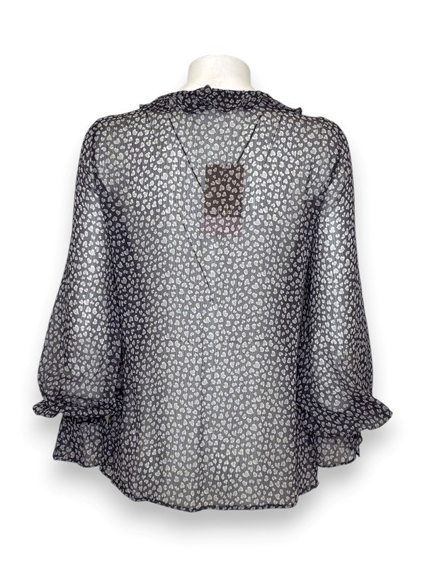 Camicia organza+volant stampa cuori