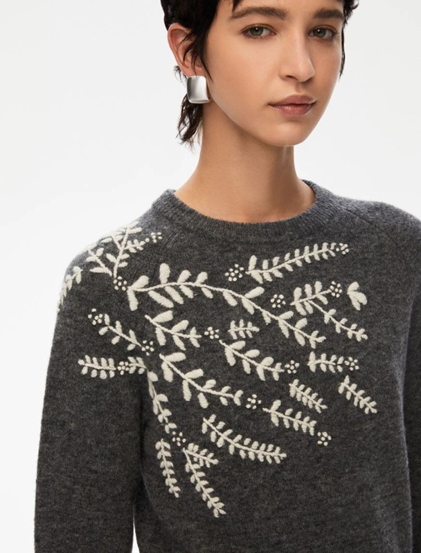 Girocollo lana con ramage