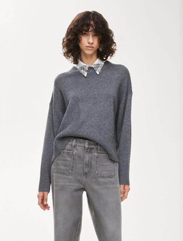 Girocollo lana over misto cashmere