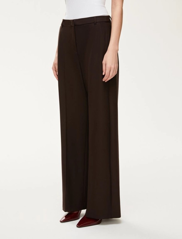 Pantalone wide leg twill strech