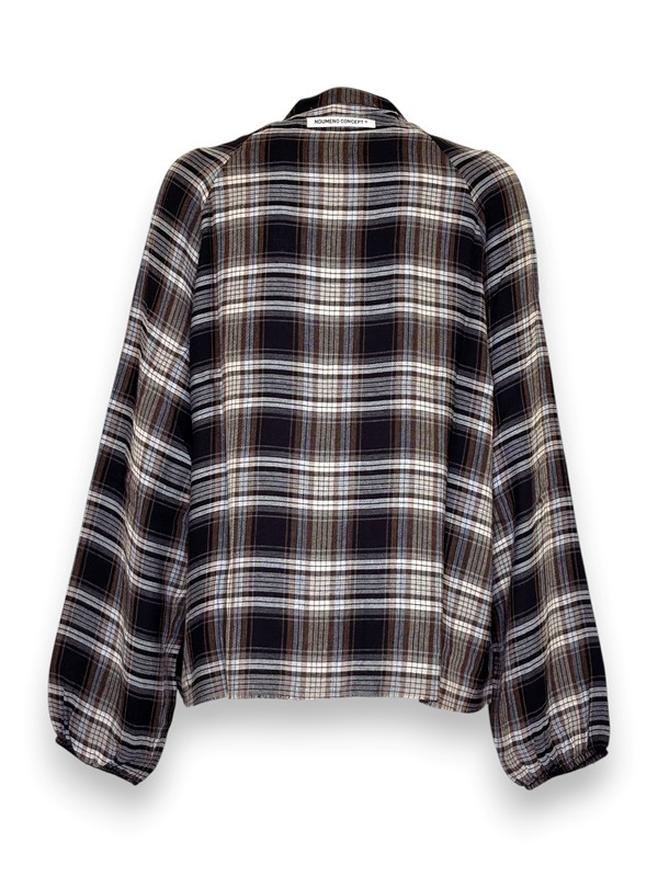 A0C2263FD304C3923D0BC4E80C3FA599_ Camicia corta senza collo scozzese