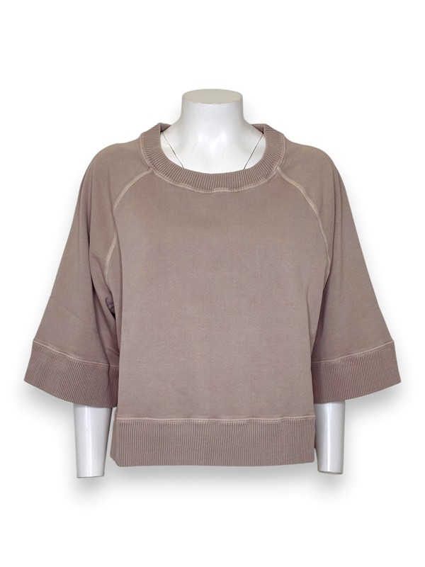 A23611F359B81AD74A36D38194F00509_ Girocollo felpa crop manica 3/4