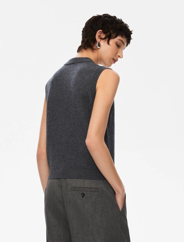 Gilet collo polo lana merino