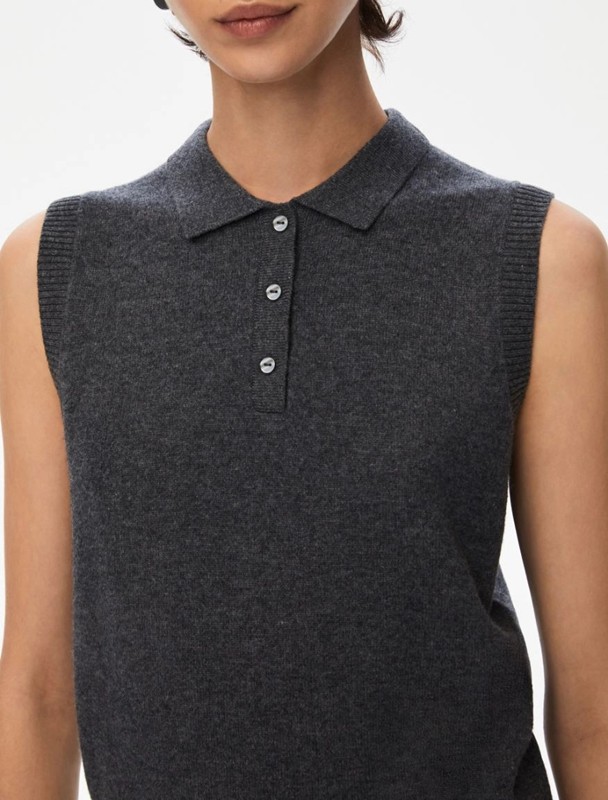 Gilet collo polo lana merino