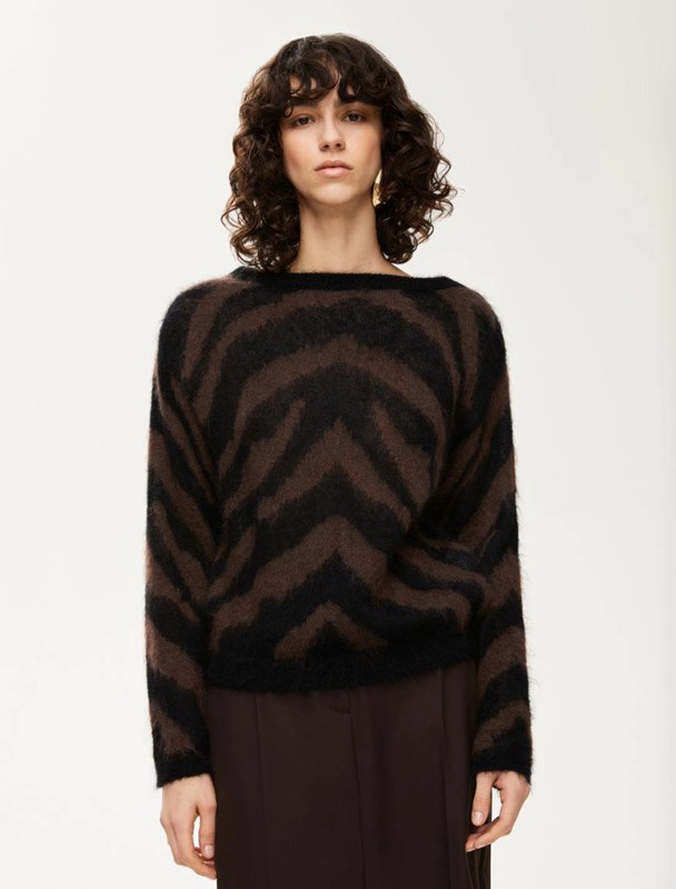 Girocollo lana zebrata mohair