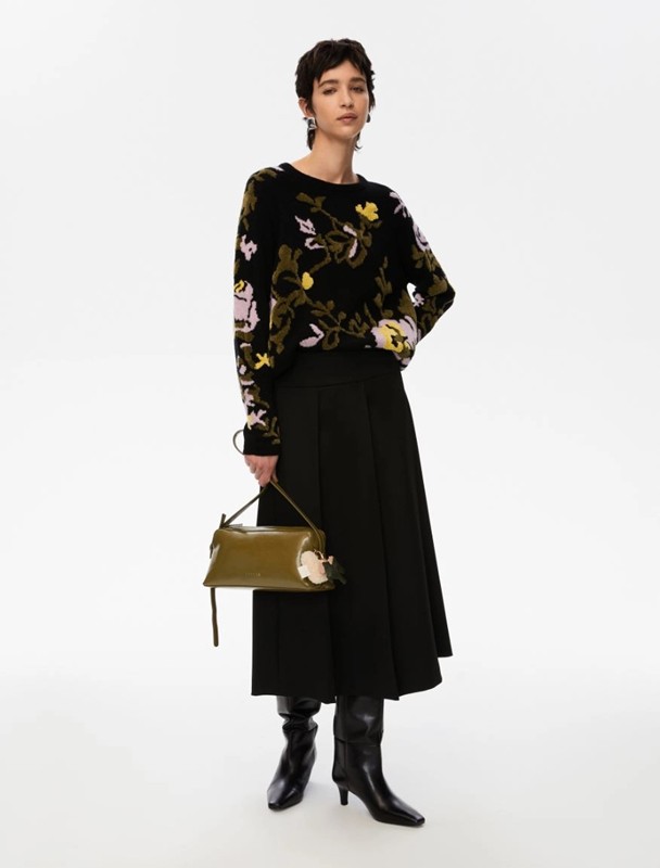 Gonna lunga a pirghe strech