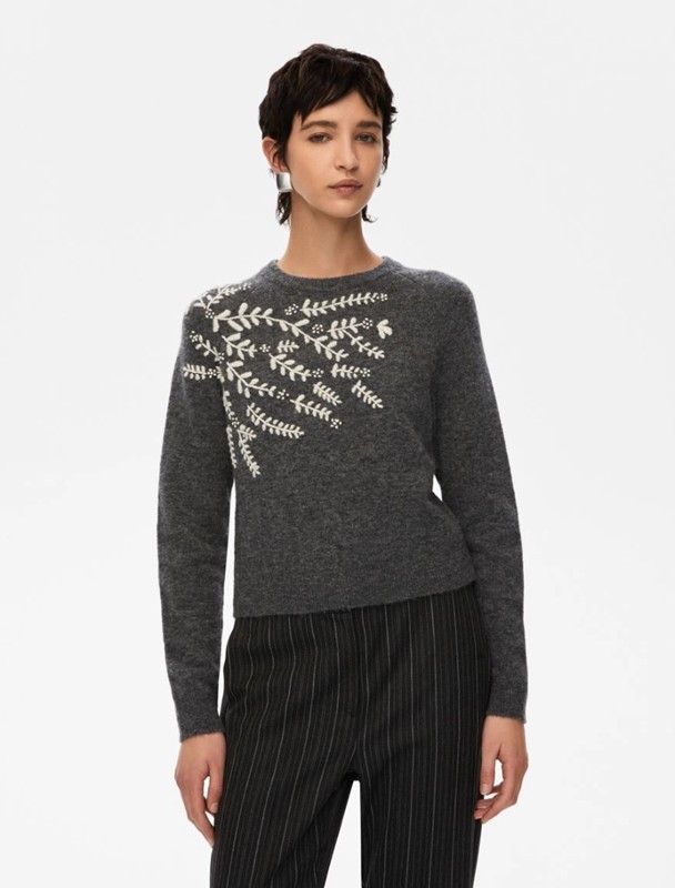 Girocollo lana con ramage