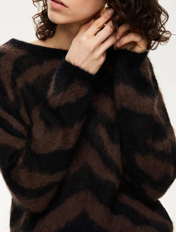 Girocollo lana zebrata mohair