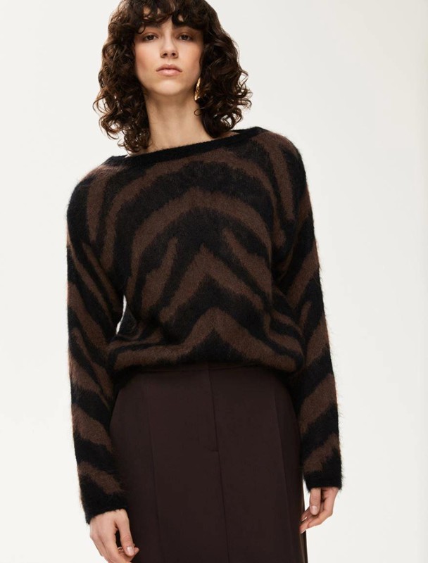 Girocollo lana zebrata mohair