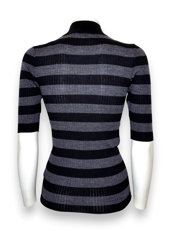 Lupetto mezza manica rigata lana merino