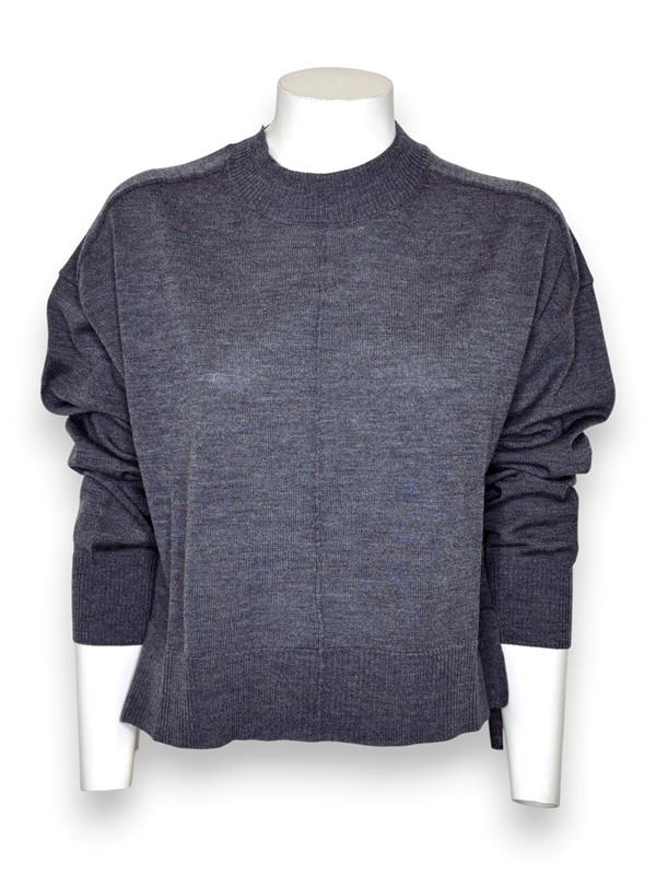 Girocollo crop+spacchi lana merino