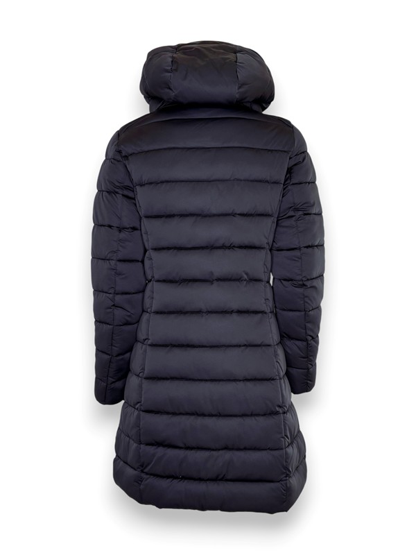 Ecopiumino lungo slim con cappuccio