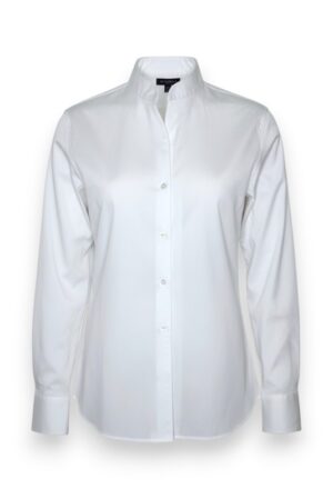 Camicia manica lunga collo in piedi popeline strech