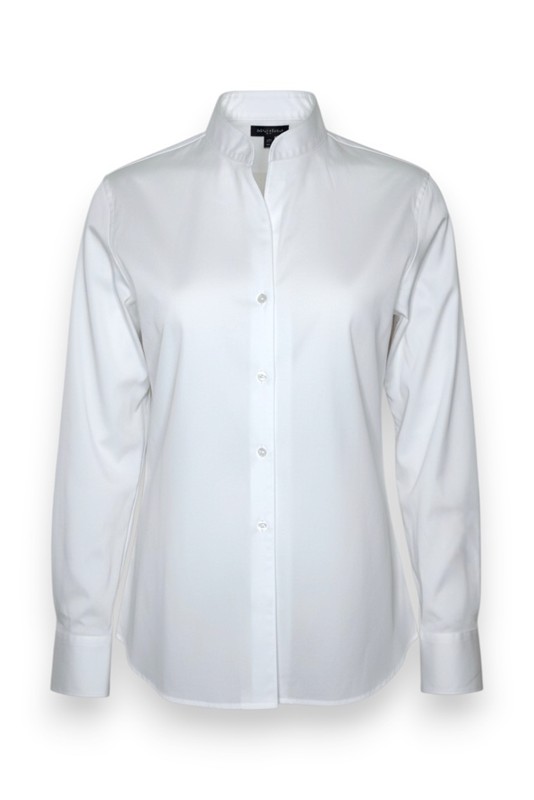 Camicia manica lunga collo in piedi popeline strech