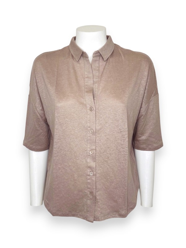 Camicia mezza manica scollo v lino elastane