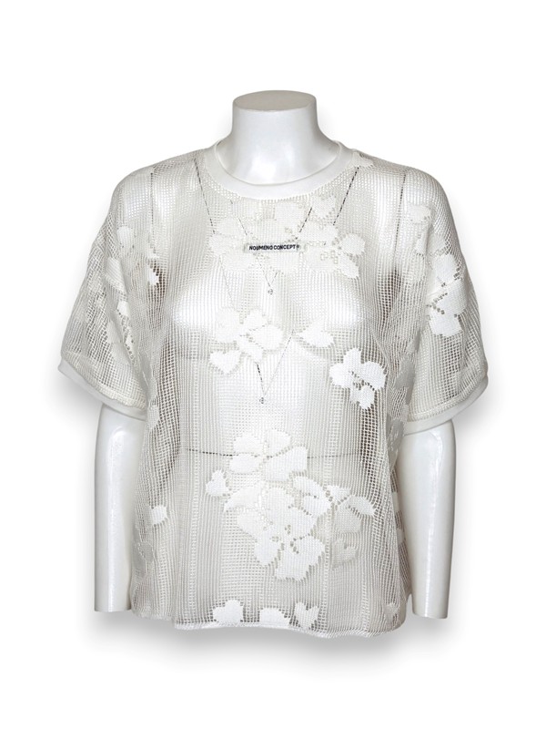 T-shirt over pizzo rete a fiori