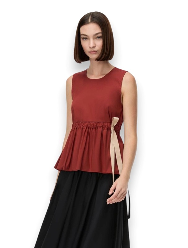 Top svasato+laccio popeline