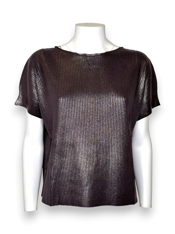 T-shirt costina spalmata lurex