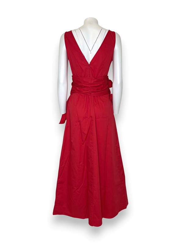 Abito lungo scollo americano+cintura fiore