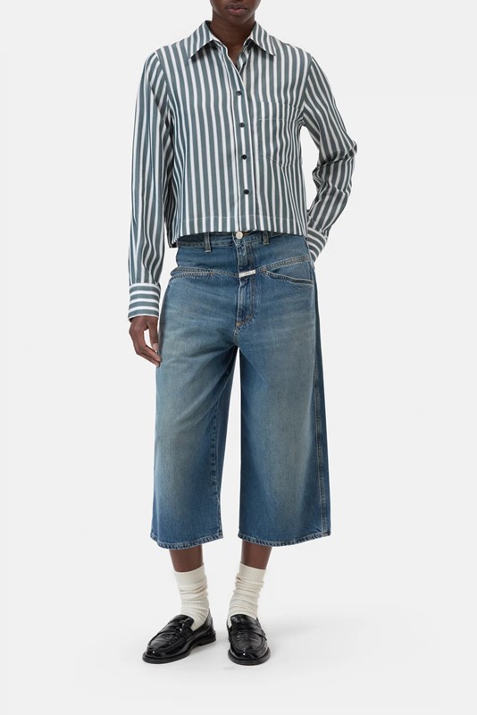 Camicia cropped cotone organico rigato