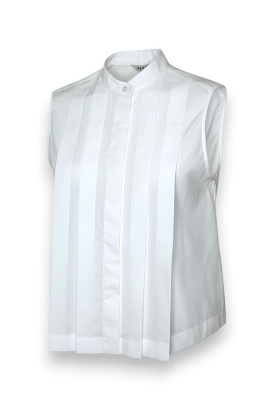 Camicia/gilet+pieghe popeline strech