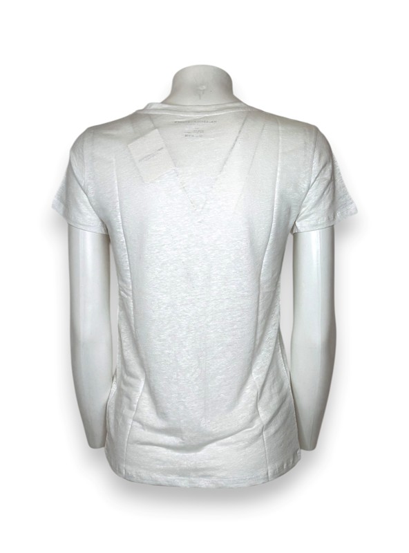 T-shirt scollo v mezza manica lino elastan