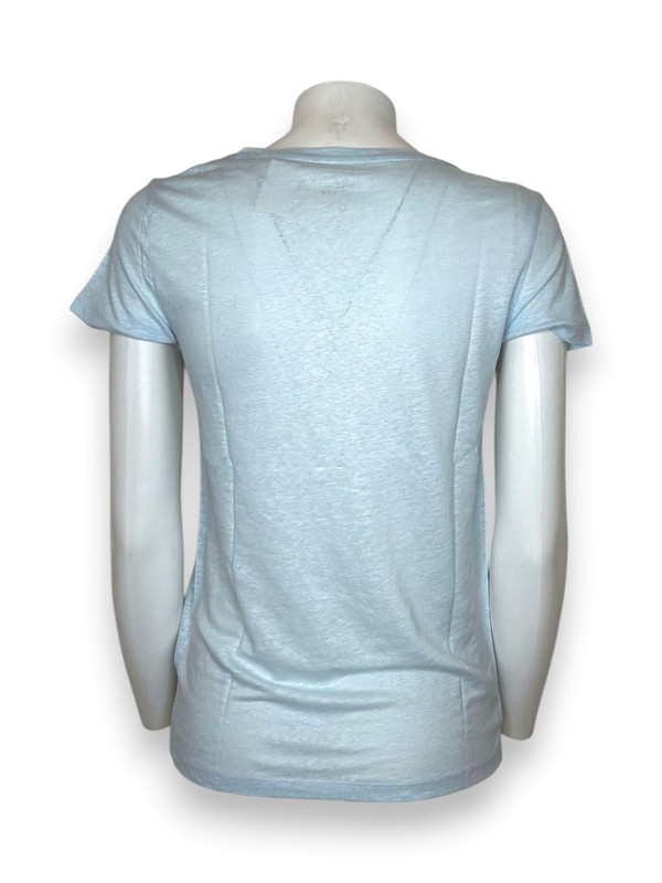 T-shirt scollo v mezza manica lino elastan