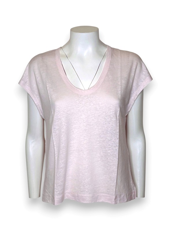 T-shirt scollo u lino elastane