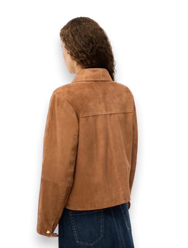 Giacca diritta pelle scamosciata