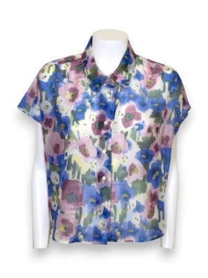 Camicia mezza manica stampa fiori garza