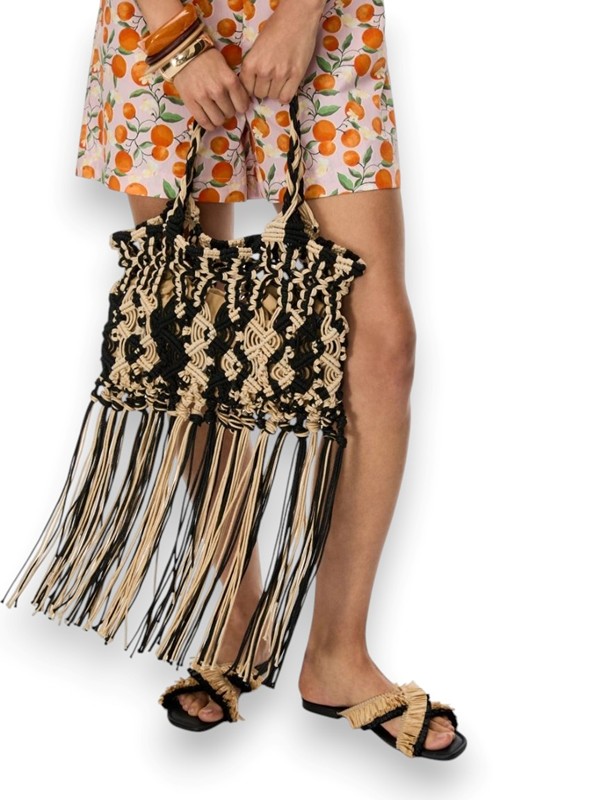 Borsa 2 manici intrecciata a mano