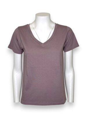 T-shirt scollo v cotone