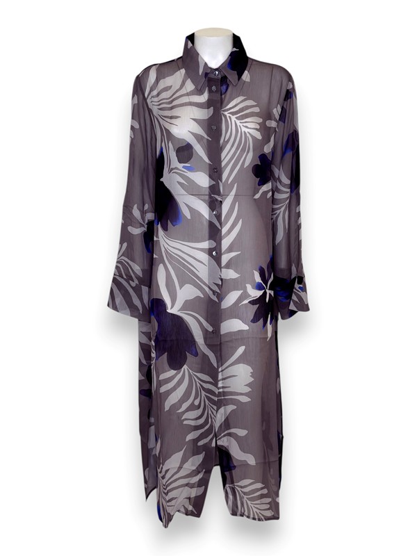 Camicione lungo stampa foglie viscosa